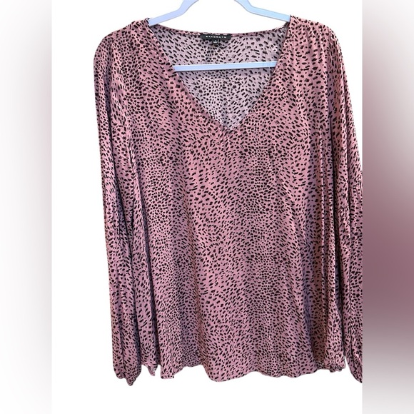 Mauve Pink and Brown Animal Print Large Blouse - Picture 1 of 6